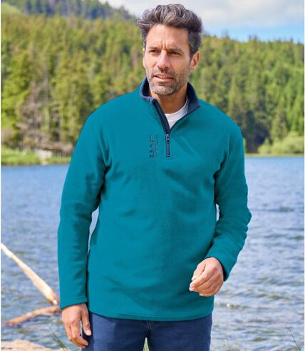 Pack of 2 Men's Microfleece Jumpers - Green Navy  