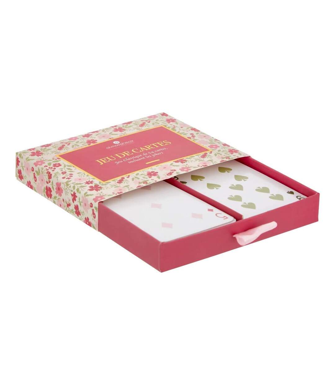 Coffret Jeu de 54 Cartes Fleur 12cm Rose-2