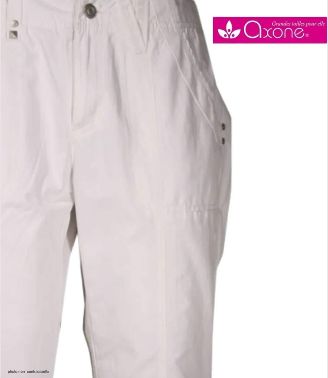 AXONE SE1032 : Pantacourt blanc à surpiqûres pour un look estival frais et élégant-4