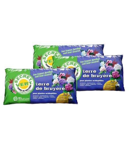 Terre de bruyère bio pour plantes acidophiles 40 litres Lot de 3