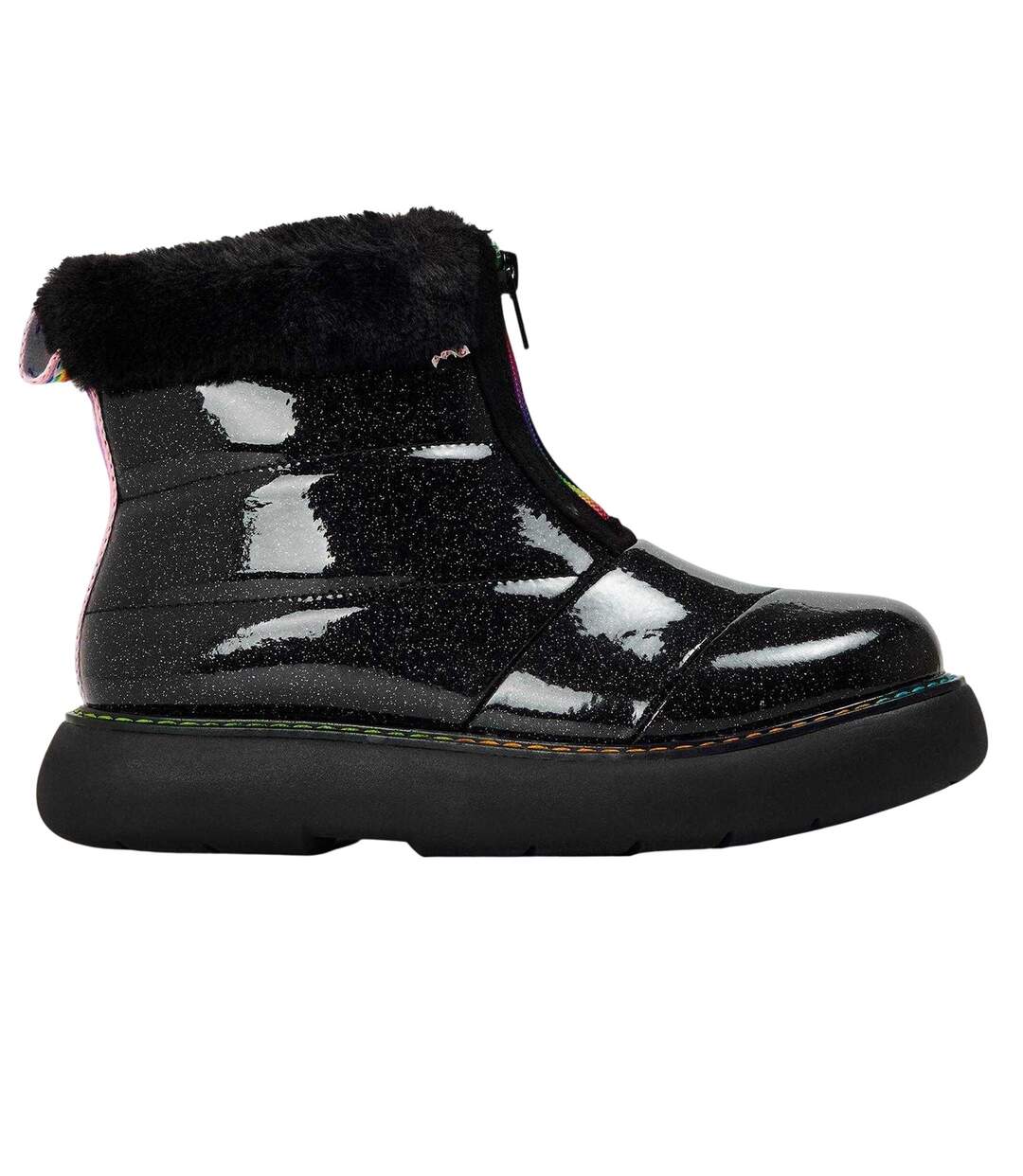 Womens/ladies Puffy Ankle Boots Black Toms-1