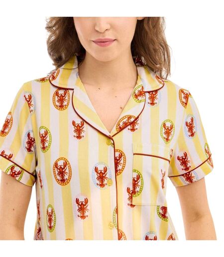 Ensemble De Pyjama Court Motif/style Homard Femme Jaune Chelsea Peers