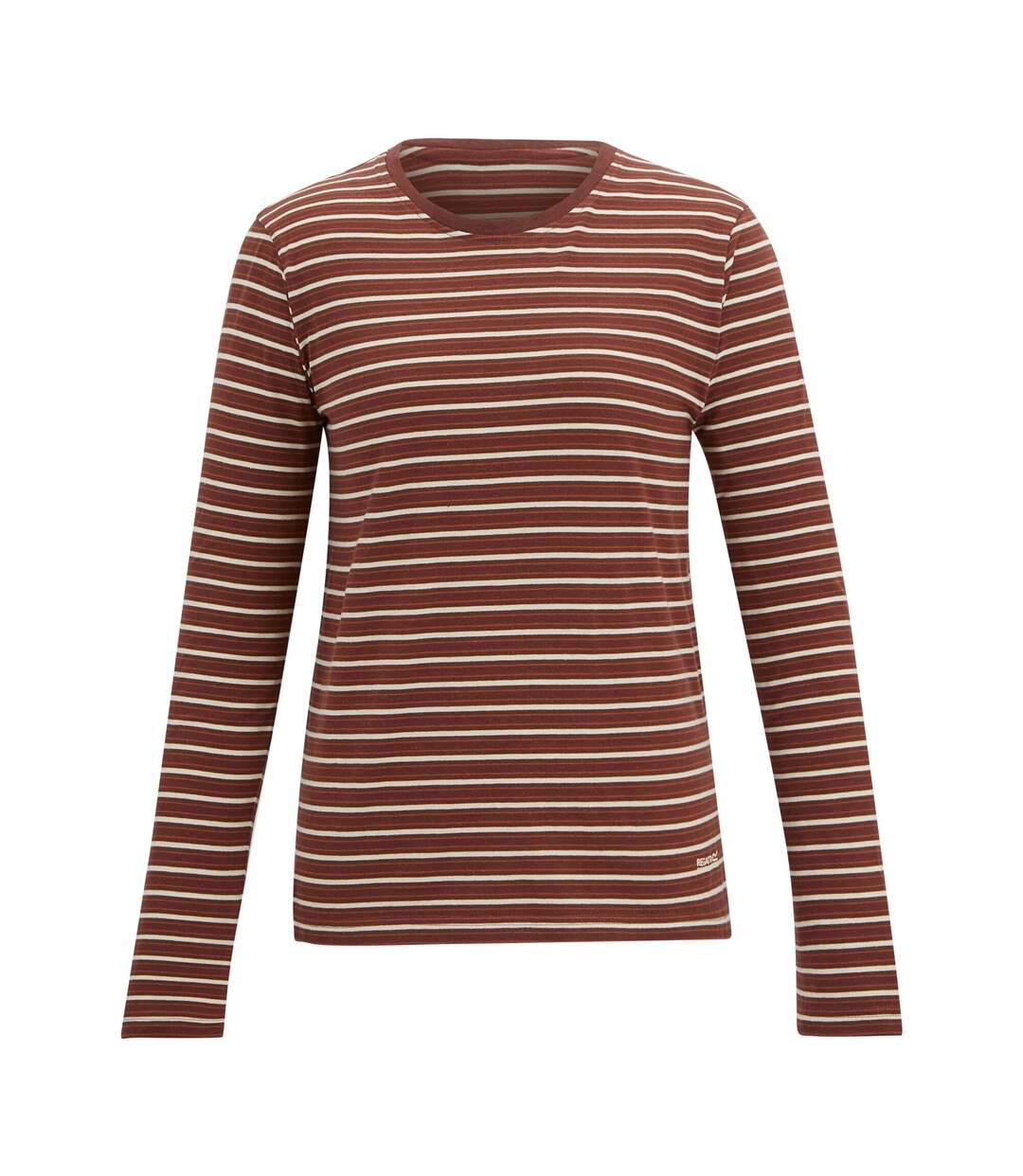 Womens/ladies Federica Stripe Long-sleeved T-shirt Dark Cherry Light Vanilla Brick Regatta-2