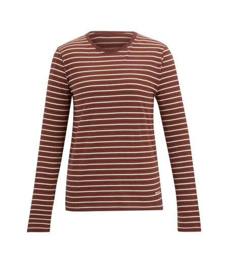 Womens/ladies Federica Stripe Long-sleeved T-shirt Dark Cherry Light Vanilla Brick Regatta