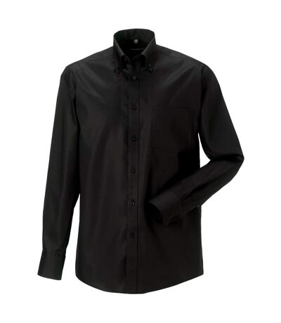 Russell Collection Mens Long Sleeve Ultimate Non-Iron Shirt (Black)