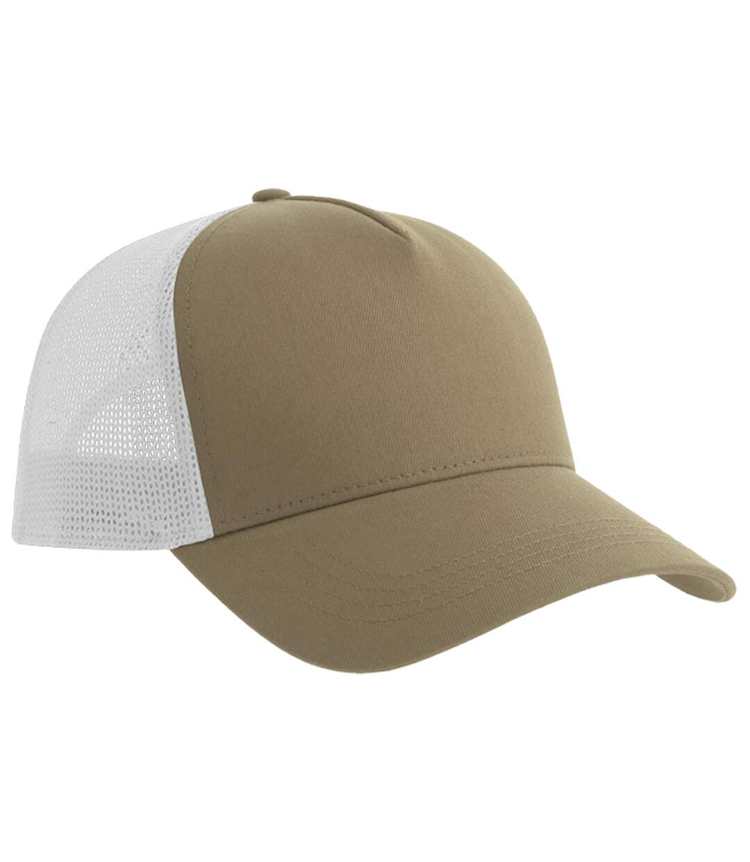 Rapper 5 Panel Cotton Sustainable Trucker Cap Khaki White Atlantis-2