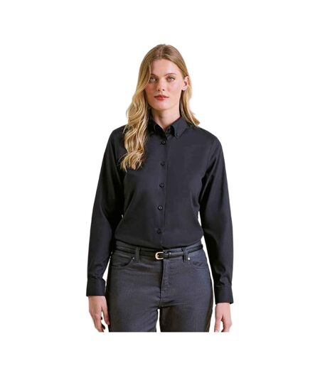 Womens/ladies supreme oxford long-sleeved formal shirt black Premier