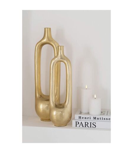 Vase Design en Métal Creux 62cm Doré