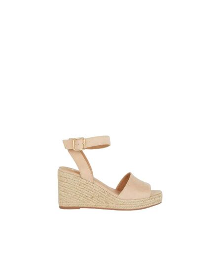 Womens/ladies Rebekah Peep Toe Wedge Taupe Dorothy Perkins
