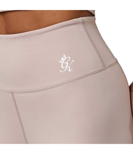 Womens/ladies Embroidered Logo Leggings Taupe Gym King