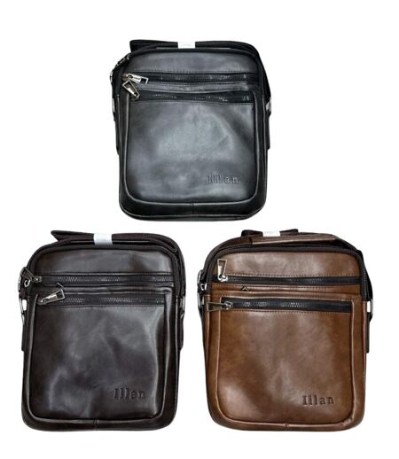 Sacoche en simili cuir marron pour homme - Finition soignée et style intemporel
