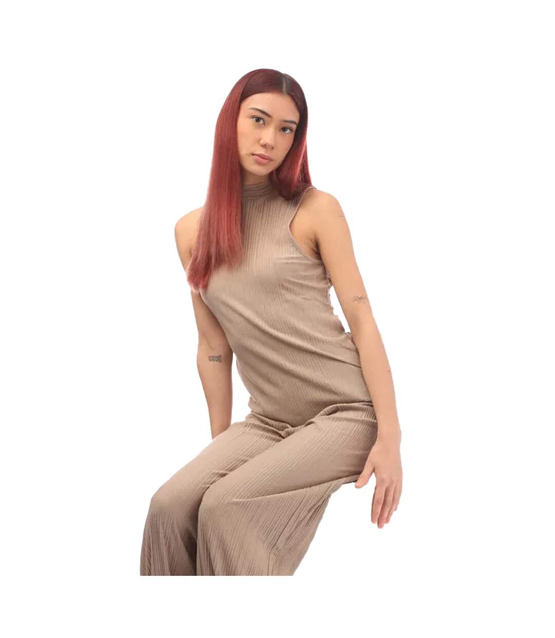 Womens/ladies cira plisse tank top mink Vero Moda-3