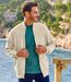 Men's Beige Mottled Knitted Jacket-1