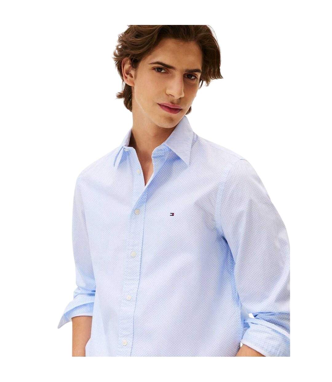 Chemise Manches Longues Motif/style Logo Homme Bleu Pâle Tommy Hilfiger-4