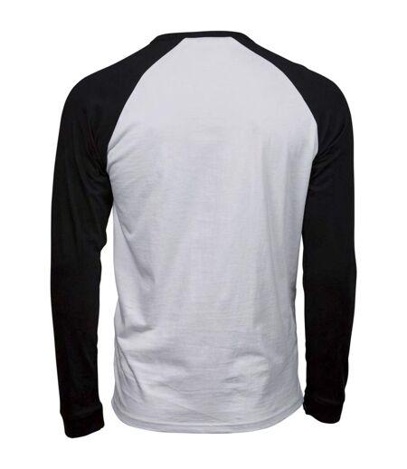 Tee Jays Mens Long-Sleeved Baseball T-Shirt (White/Black)