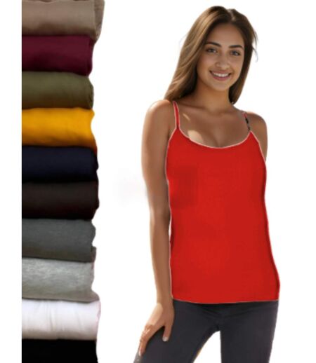 Débardeur Femme Tendance - Top à fines Bretelles  - Rouge