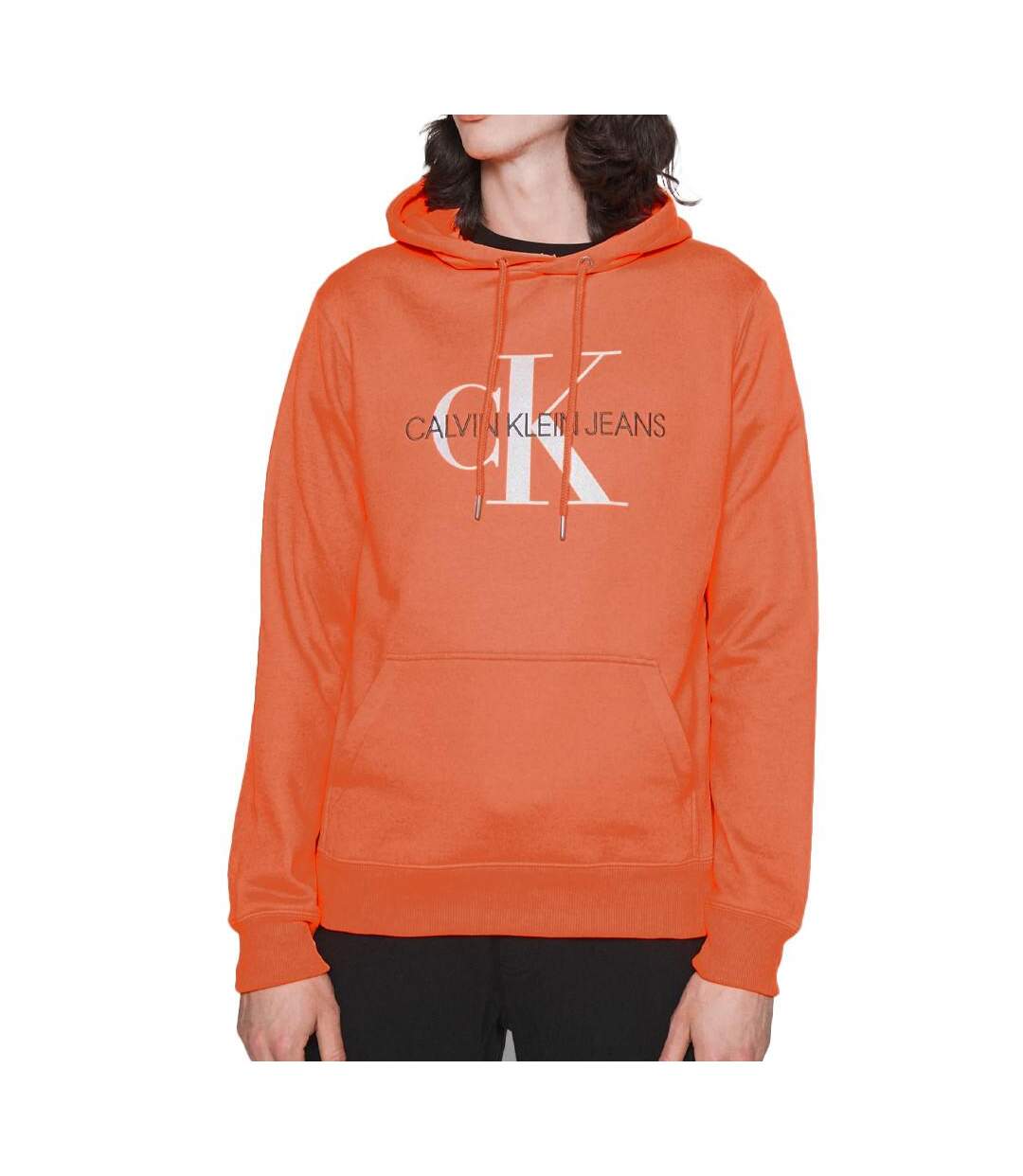 Sweat à Capuche Orange Homme Calvin Klein Jeans Regular - L