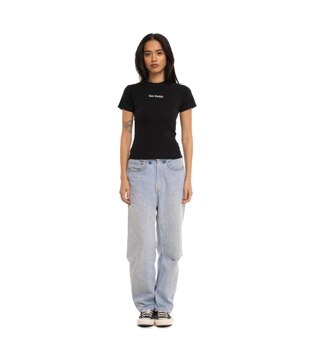 T-shirt femme moulant col rond print devant Flash Vondutch-5