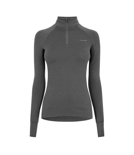 Womens/ladies Plain Long-sleeved Base Layer Top Charcoal USA
