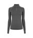 Womens/ladies Plain Long-sleeved Base Layer Top Charcoal USA-2