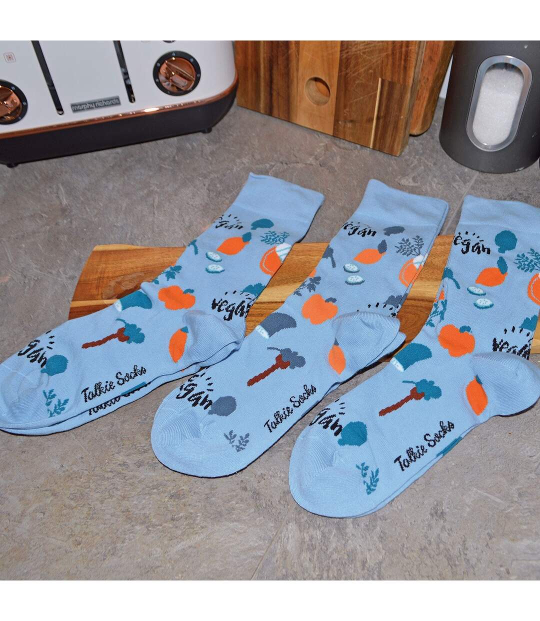 1 Pack Novelty Cotton Blue Vegetable Vegan Socks-4