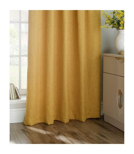 Harrison pencil pleat faux wool curtains pair 117x137cm ochre yellow Furn