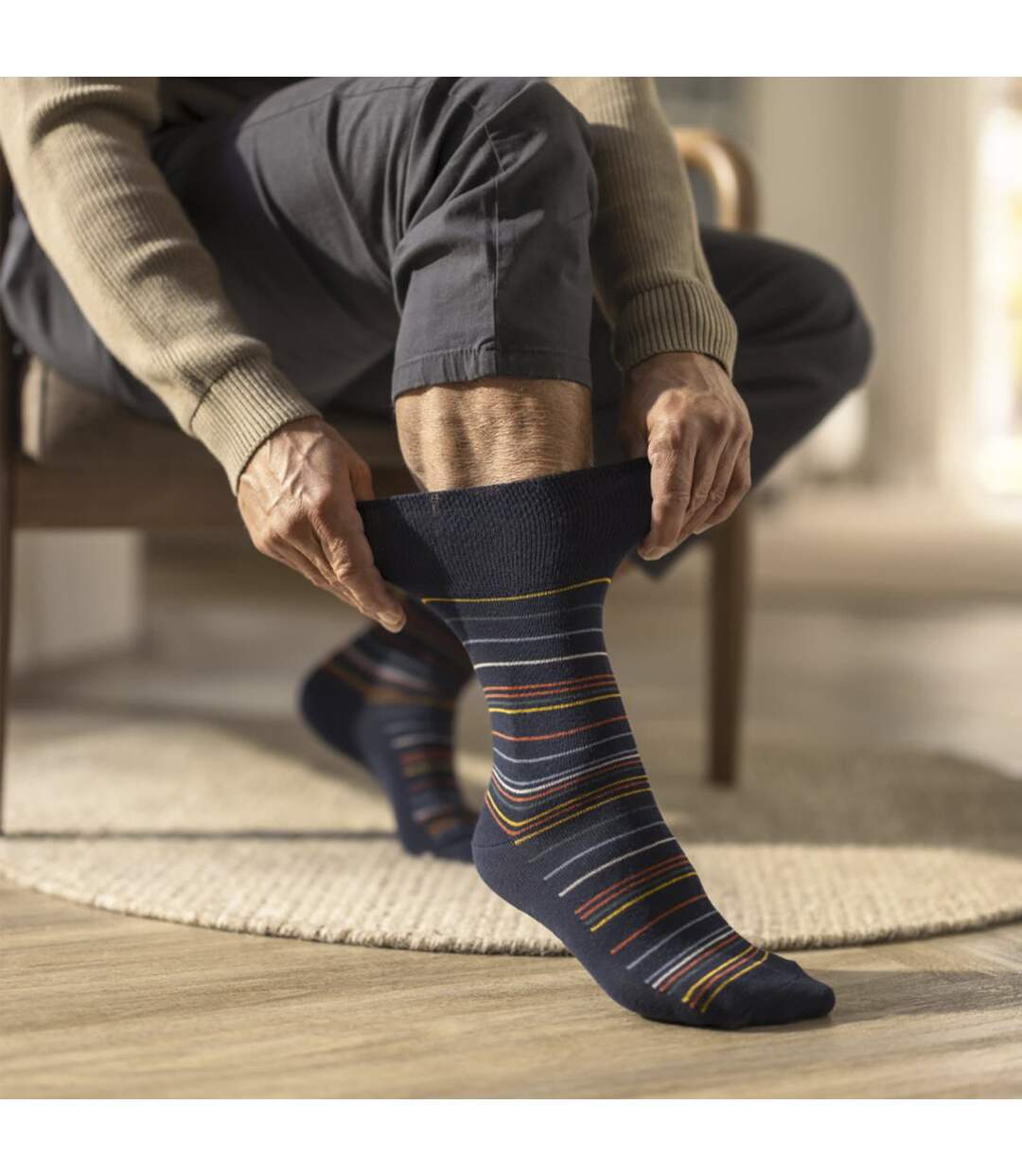 12 Pairs Mens Cotton Socks | Patterned Soft Non-Binding Everyday Socks-4