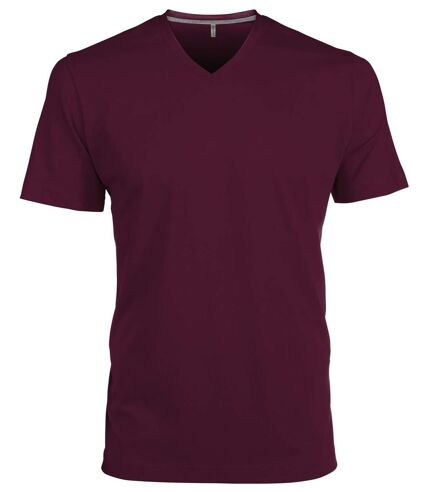 T-shirt manches courtes col V - K357 - rouge bordeau - homme