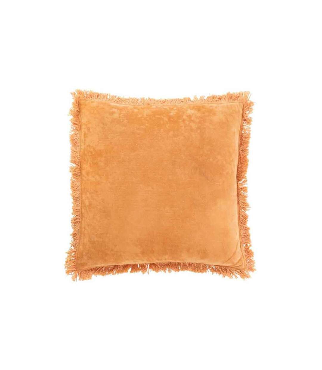 Coussin Déco Franges Velours 45x45cm Orange-1
