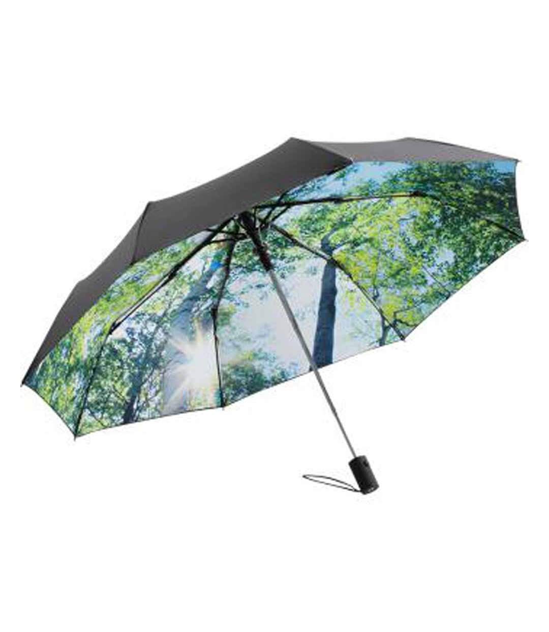 Parapluie de poche- FP5593 - noir et imprimé forêt-2