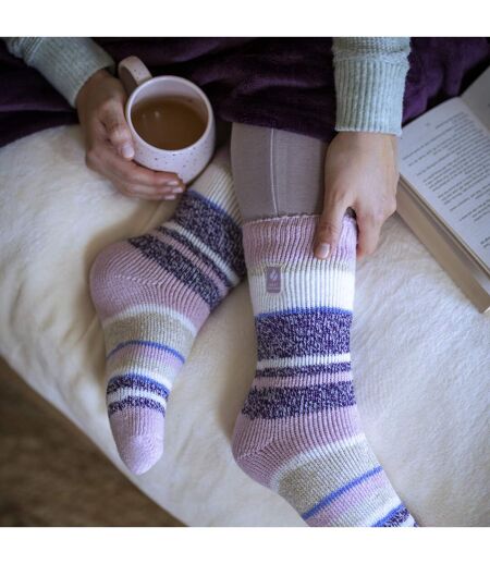 Ladies Winter Varied Stripe Patterned  Thermal Socks for Winter
