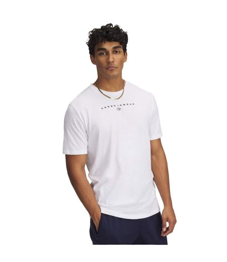 T-shirt Manches Courtes Style Logo Empilé Homme Blanc Under Armour