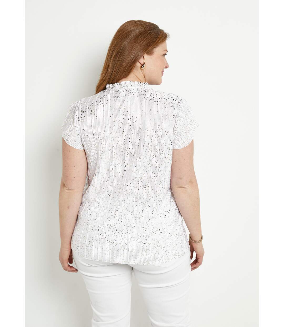 T-shirt long imprimé doré manches courtes-2