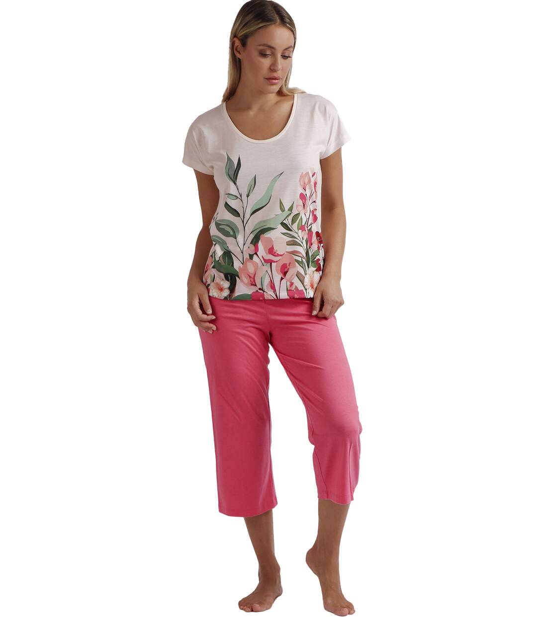 Pyjama tenue d'intérieur pantalon palazzo t-shirt Let It Grow Admas-1