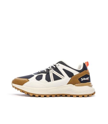Baskets blanches/noires/camel homme schott heck