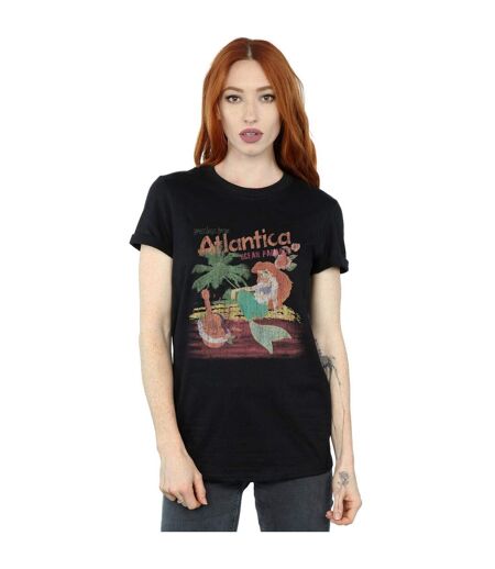 Disney Womens/Ladies The Little Mermaid Greetings From Atlantica Cotton Boyfriend T-Shirt (Noir) - UTBI42819