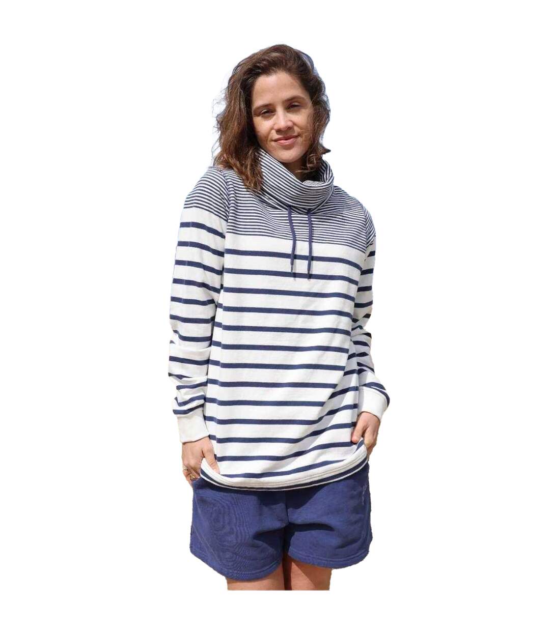 Womens/ladies Striped Drawstring Sweatshirt Twilight Lazy Jacks-2