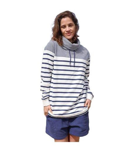 Womens/ladies Striped Drawstring Sweatshirt Twilight Lazy Jacks