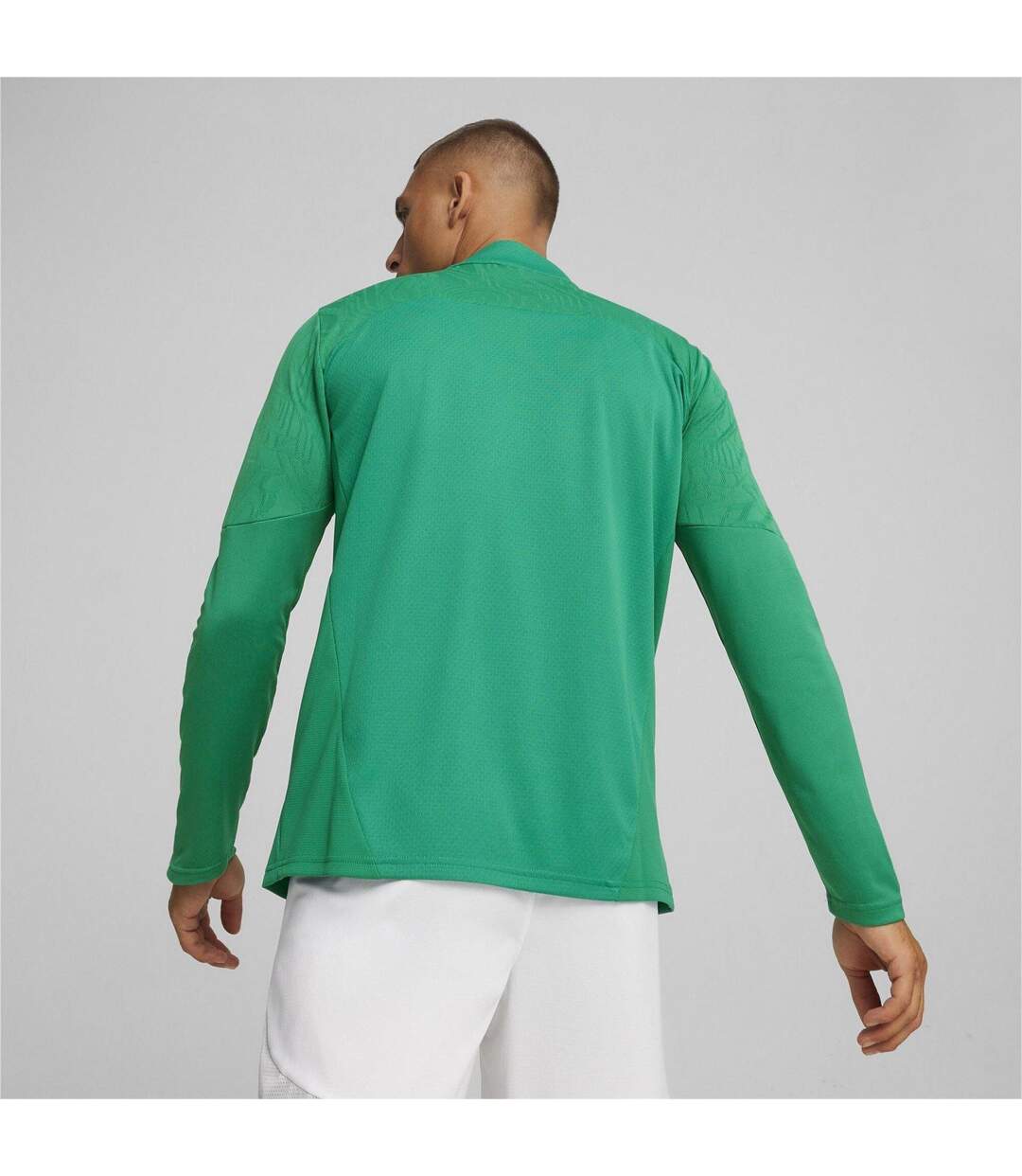 Mens Teamfinal Quarter Zip Training Fleece Top Green Silver Puma-4