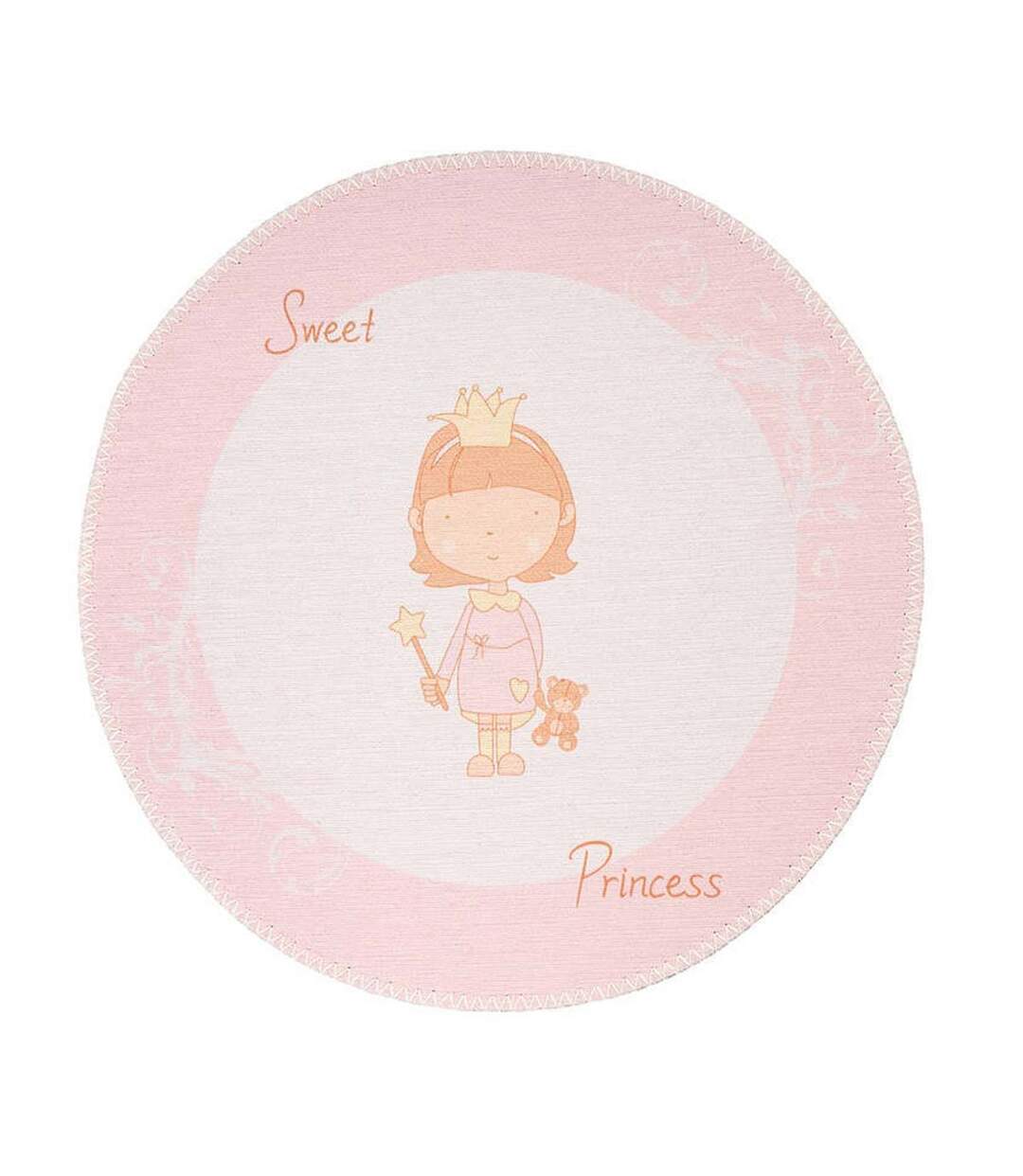 Tapis Rond Enfant Imprimé Bambini VI 160cm Rose-1
