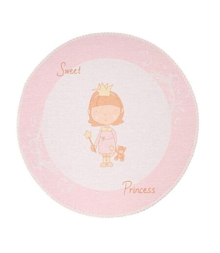 Tapis Rond Enfant Imprimé Bambini VI 160cm Rose