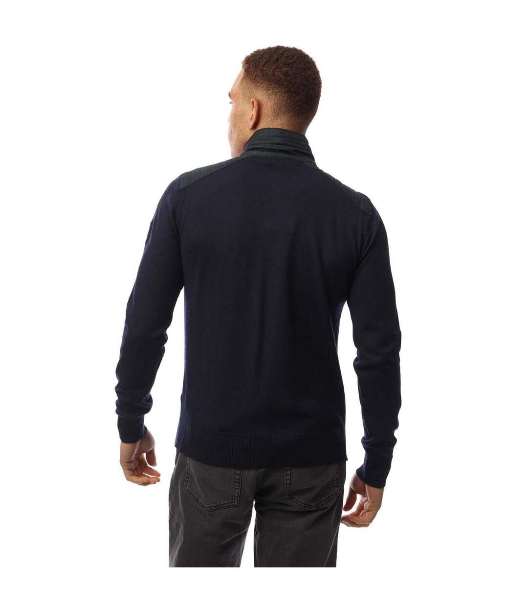 Mens Quilted Merino Wool Long-sleeved Jumper Navy Belstaff-3