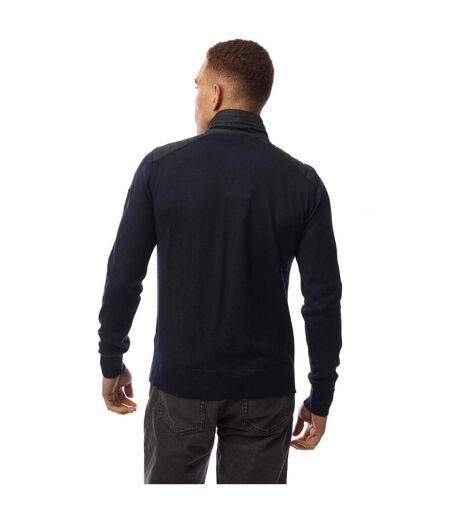 Mens Quilted Merino Wool Long-sleeved Jumper Navy Belstaff
