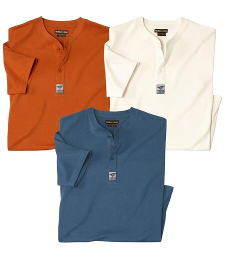 Lot de 3 Tee-Shirts Col Tunisien Unis 