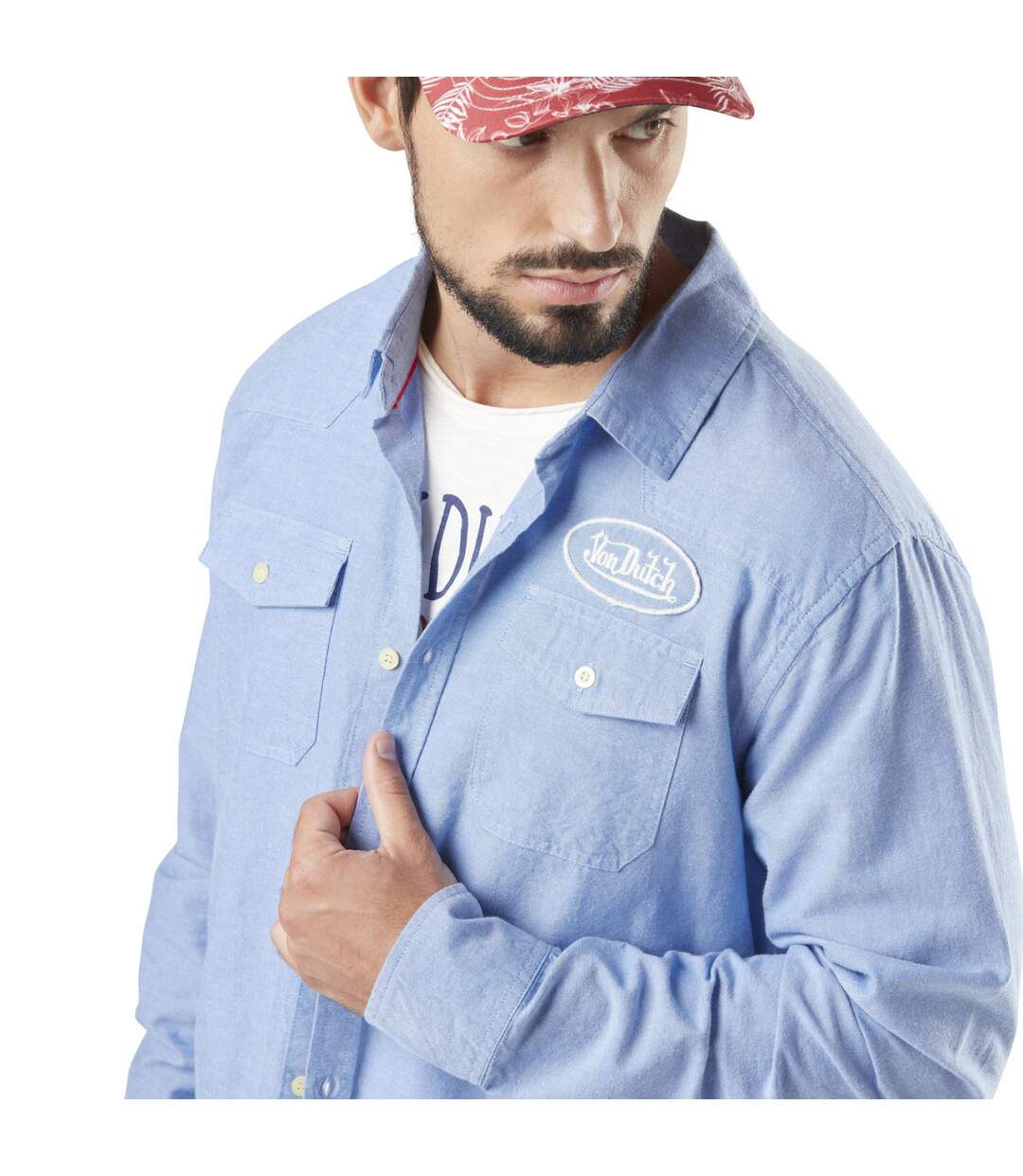 Chemise homme manche longues Chambray en coton Vondutch-3