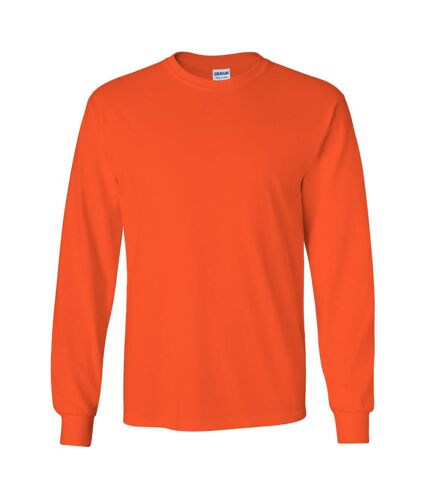 Gildan Mens Plain Crew Neck Ultra Cotton Long Sleeve T-Shirt (Orange) - UTBC477