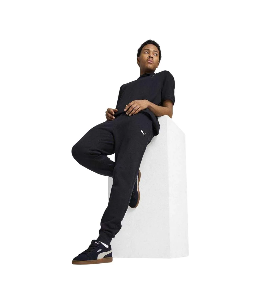 Mens Logo Cuffed Joggers Navy Puma-1