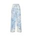 Womens/ladies Knitted Pull-on Wide Leg Trousers White Blue Off-White-2