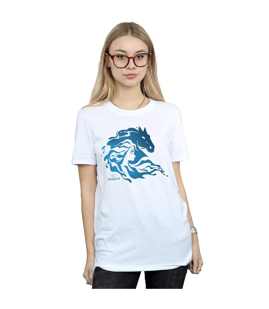 Disney Femmes/femmes Frozen 2 Nokk Silhouette Coton Boyfriend T-Shirt (Blanc) - UTBI24591-2