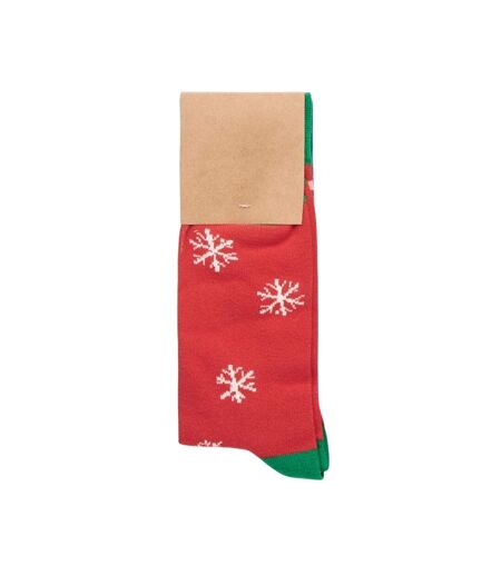 Unisex adult joyful christmas socks red/white MidOcean